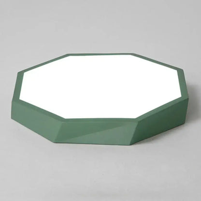 Contemporary green pink & yellow hexagonal mount ceiling light bedroom