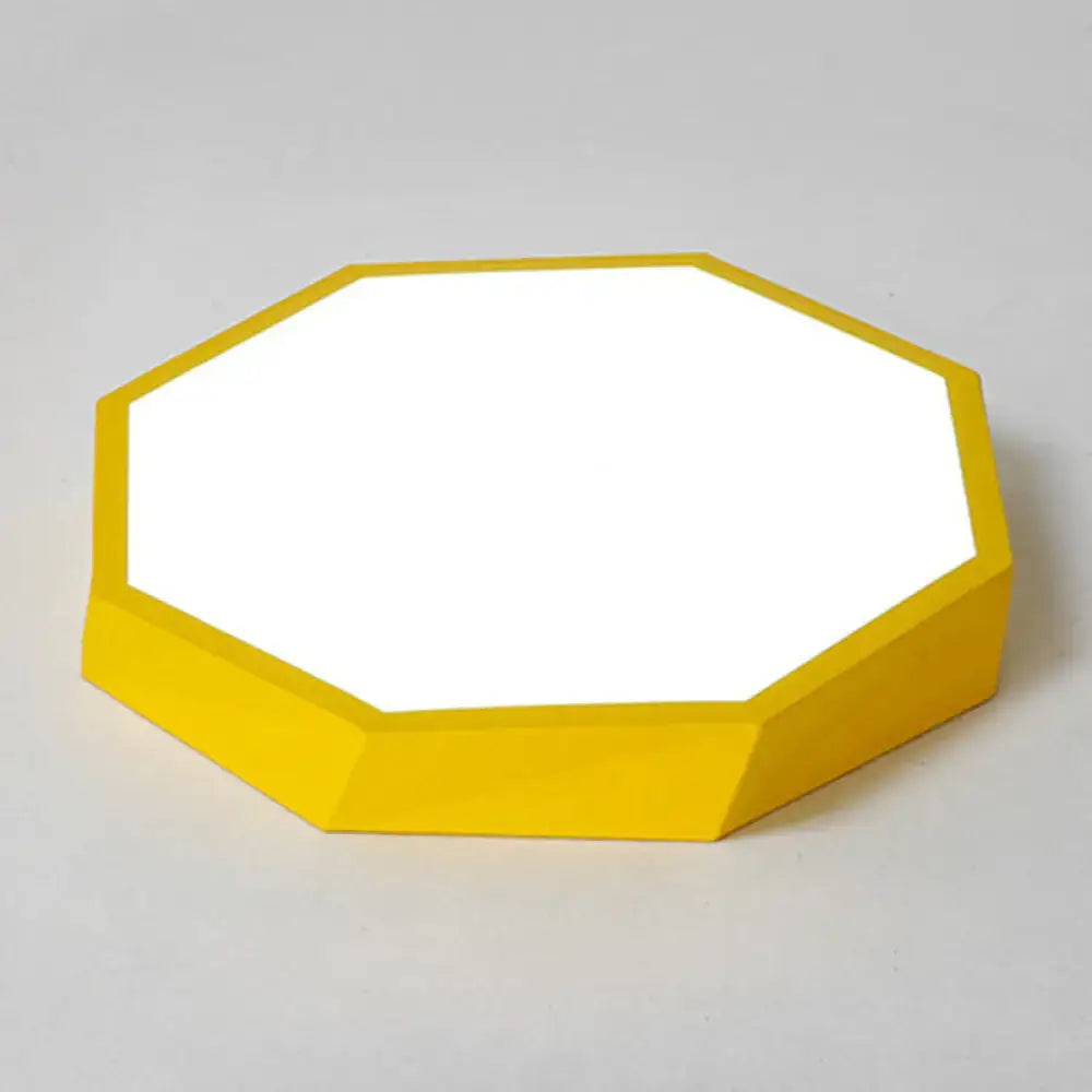 Contemporary green pink & yellow hexagonal mount ceiling light bedroom