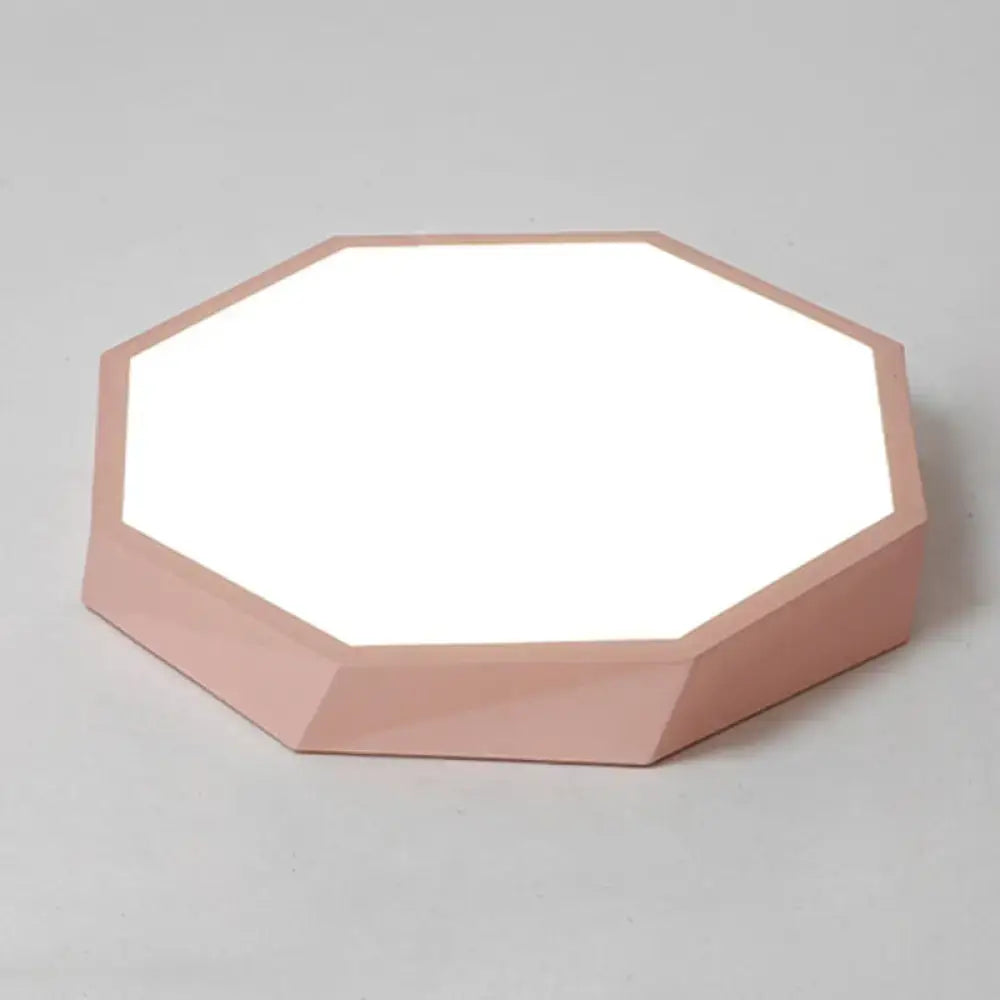 Contemporary green pink & yellow hexagonal mount ceiling light bedroom