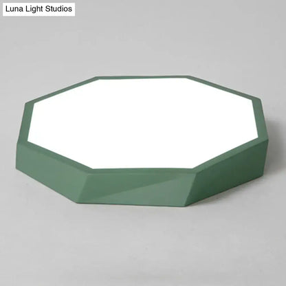 Contemporary green pink & yellow hexagonal mount ceiling light bedroom