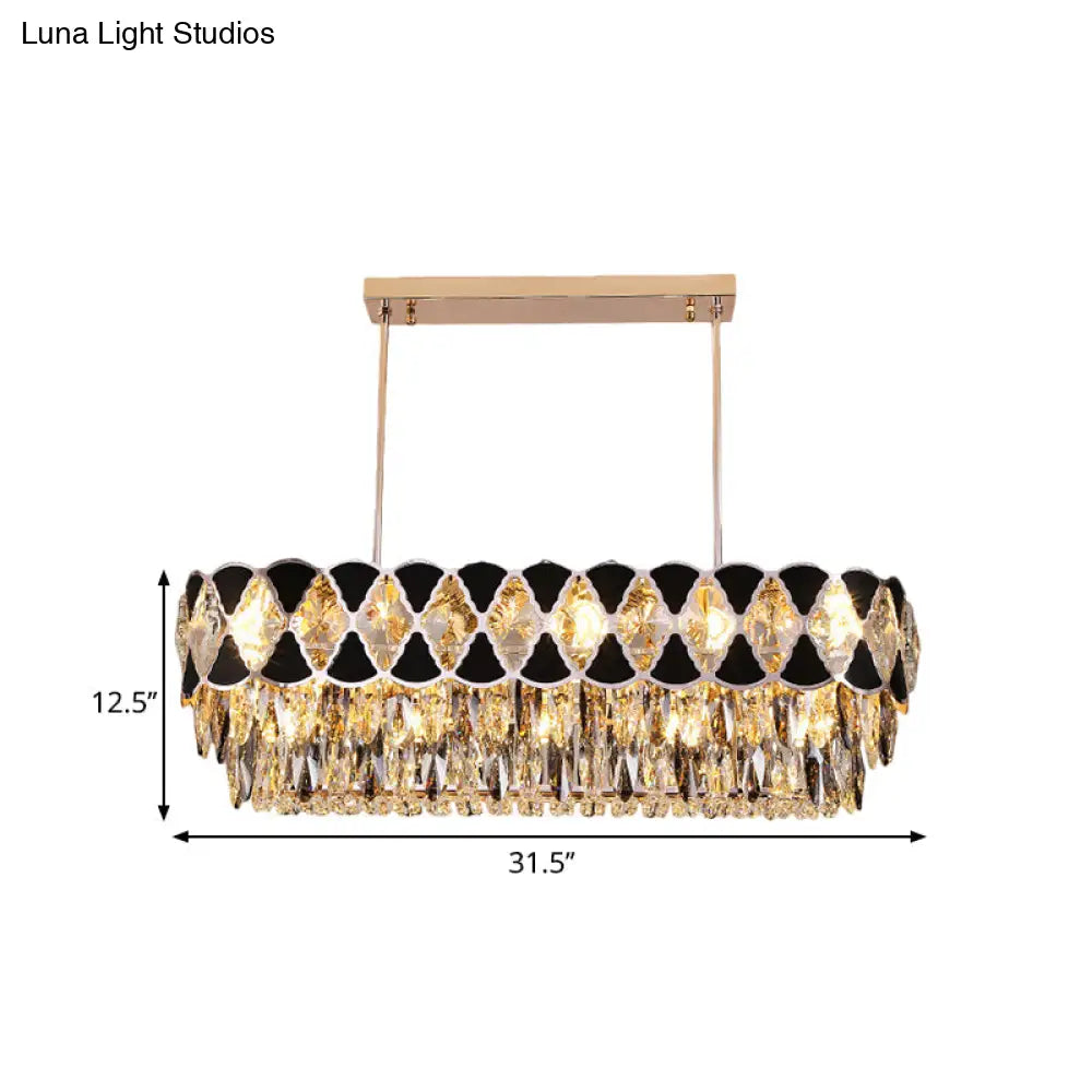 DecorBites™ Contemporary Island Ceiling Lamp with Clear Crystal Prisms and Black Triangle Ornament