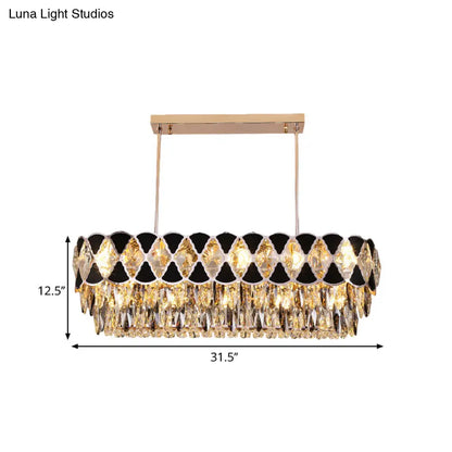 DecorBites™ Contemporary Island Ceiling Lamp with Clear Crystal Prisms and Black Triangle Ornament