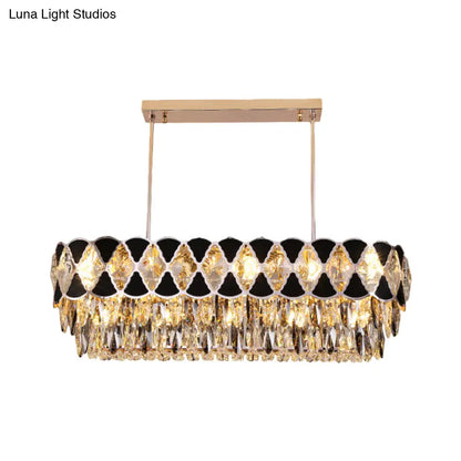 DecorBites™ Contemporary Island Ceiling Lamp with Clear Crystal Prisms and Black Triangle Ornament