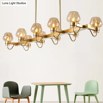 DecorBites™ Contemporary Island Lamp: 10 Glass Bulbs in Clear/Amber/Smoke Suspended Fixture - Black/Brass for Bedroom