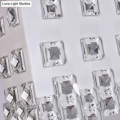 DecorBites™ Contemporary Ivory Chandelier - Metal Pendant Light with Crystal Accents (2 Lights)