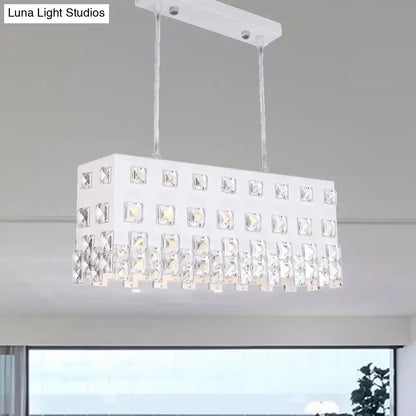 Contemporary ivory metal chandelier with crystal accents dining room