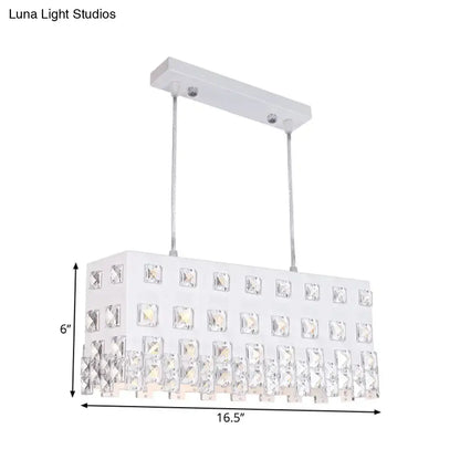 Contemporary ivory metal chandelier with crystal accents dining room