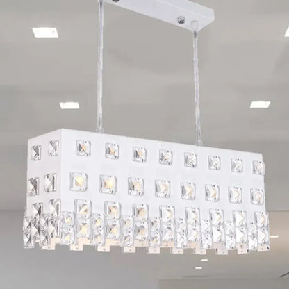 Contemporary ivory metal chandelier with crystal accents dining room