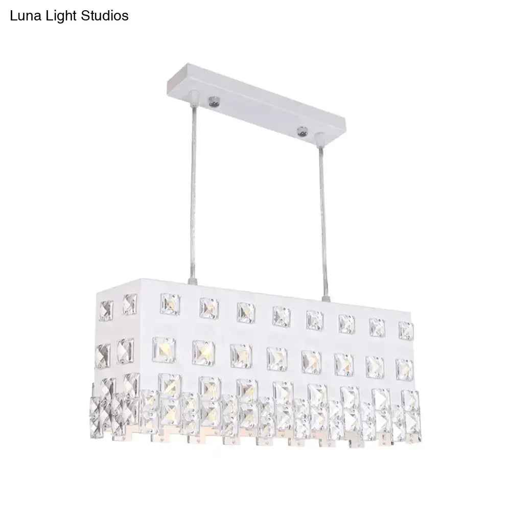 Contemporary ivory metal chandelier with crystal accents dining room