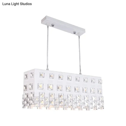 Contemporary ivory metal chandelier with crystal accents dining room