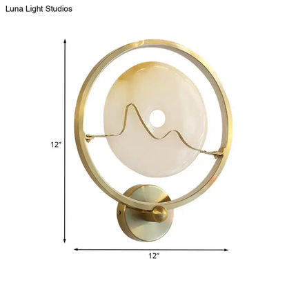 Contemporary jade and gold ring wall lamp bedroom sconce