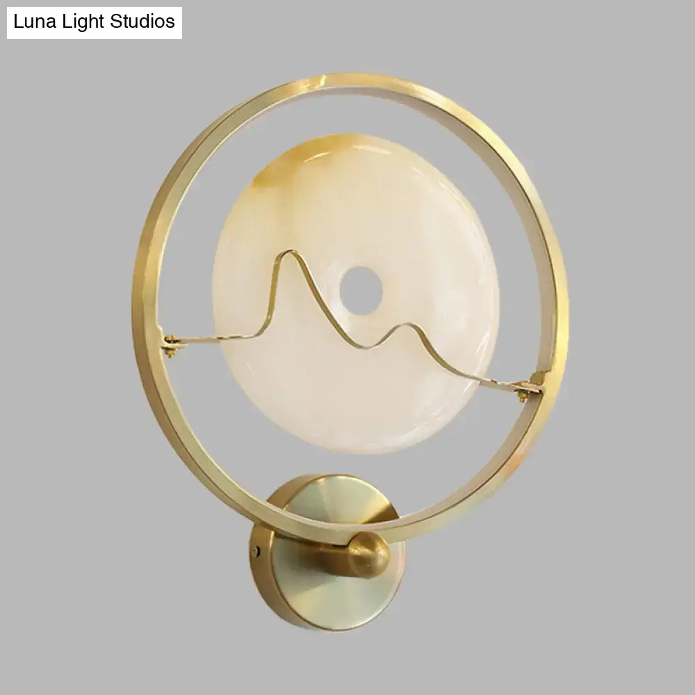 Contemporary jade and gold ring wall lamp bedroom sconce
