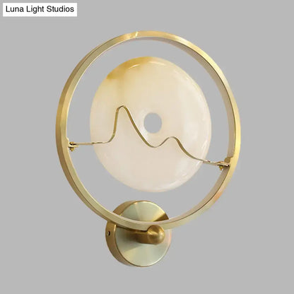 Contemporary jade and gold ring wall lamp bedroom sconce