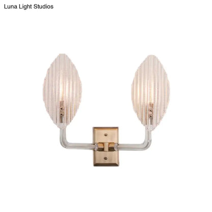 DecorBites™ Contemporary Leaf Textured Glass Wall Sconce with Brass Backplate - 1/2 Lights for Living Room
