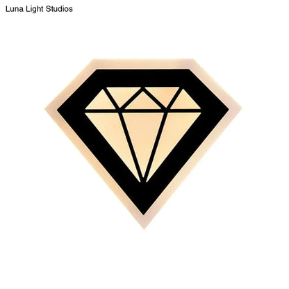 DecorBites™ Contemporary LED Acrylic Diamond Bedside Wall Lamp in Warm/White Light - Black/White Sconce Light Fixture