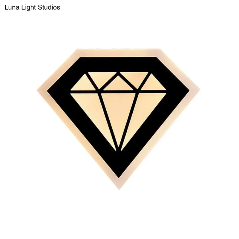 DecorBites™ Contemporary LED Acrylic Diamond Bedside Wall Lamp in Warm/White Light - Black/White Sconce Light Fixture