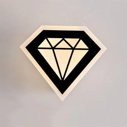 DecorBites™ Contemporary LED Acrylic Diamond Bedside Wall Lamp in Warm/White Light - Black/White Sconce Light Fixture
