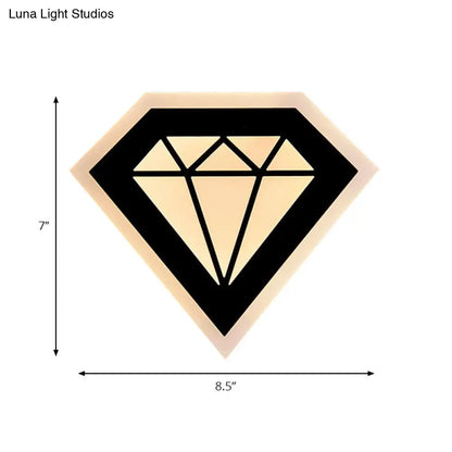 DecorBites™ Contemporary LED Acrylic Diamond Bedside Wall Lamp in Warm/White Light - Black/White Sconce Light Fixture