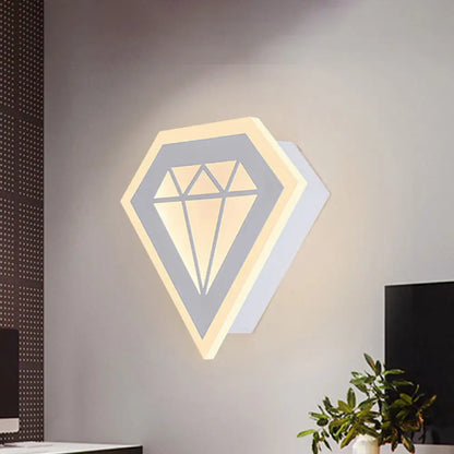 DecorBites™ Contemporary LED Acrylic Diamond Bedside Wall Lamp in Warm/White Light - Black/White Sconce Light Fixture