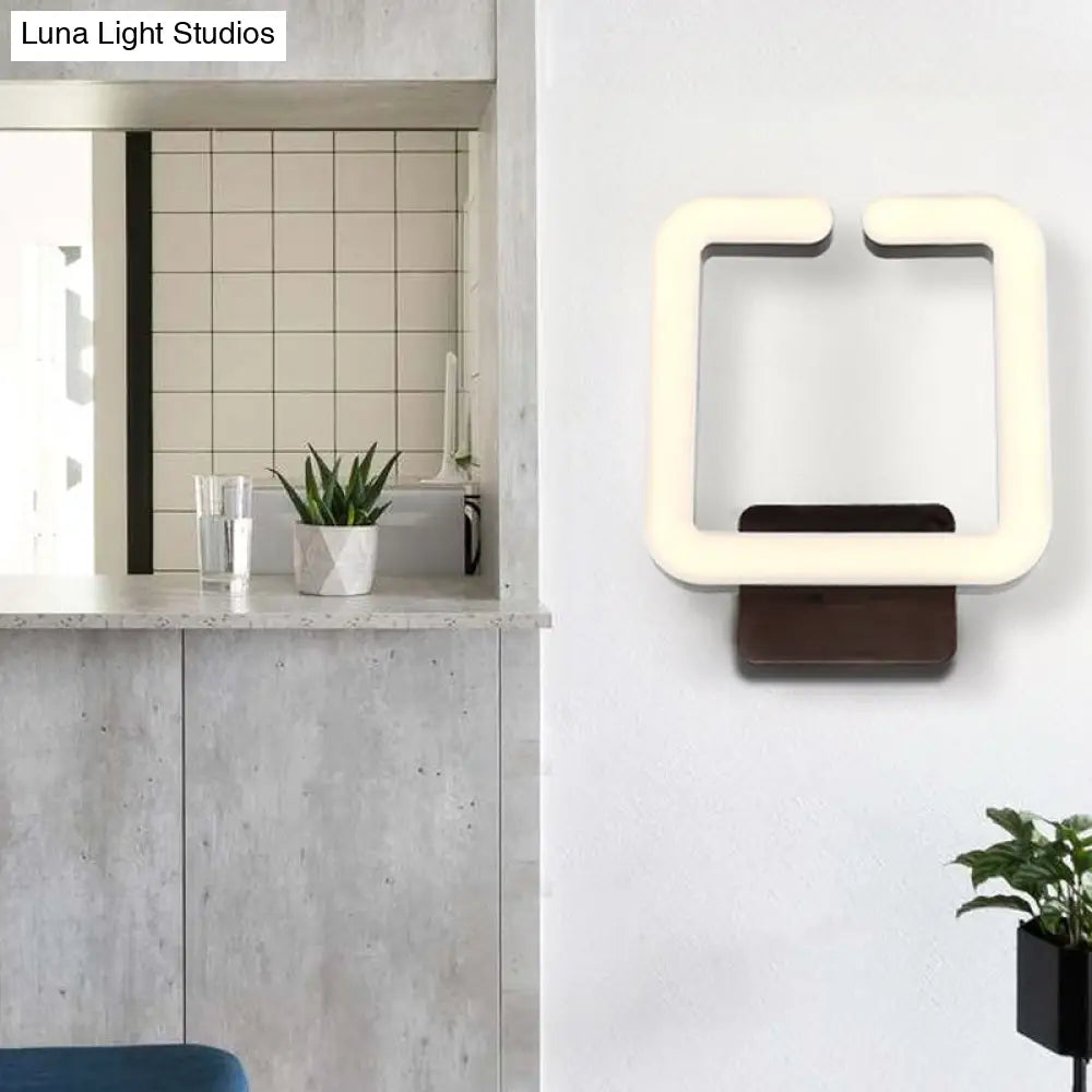 DecorBites™ Contemporary LED Acrylic Wall Sconce - Square Frame Design, 1 Light - Warm/White/Natural Light