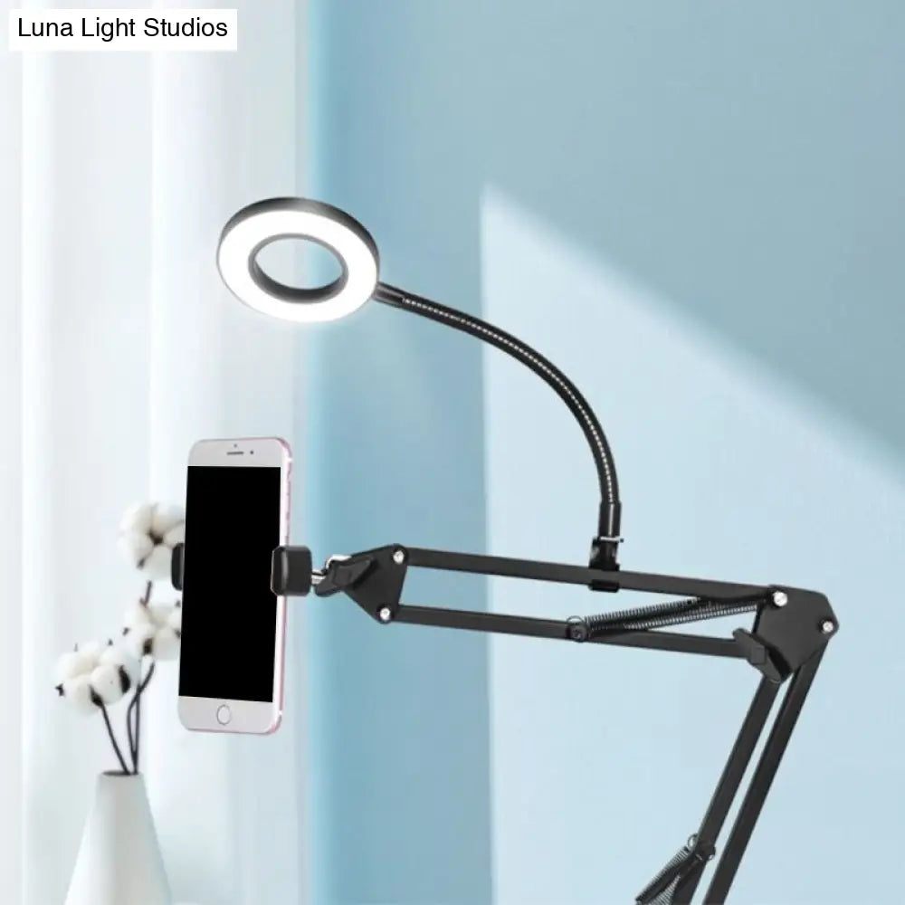 DecorBites™ Contemporary LED Black Fill Flush Lamp with Adjustable Arm - Metal Ring Vanity Lighting