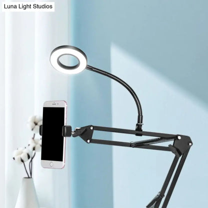 DecorBites™ Contemporary LED Black Fill Flush Lamp with Adjustable Arm - Metal Ring Vanity Lighting