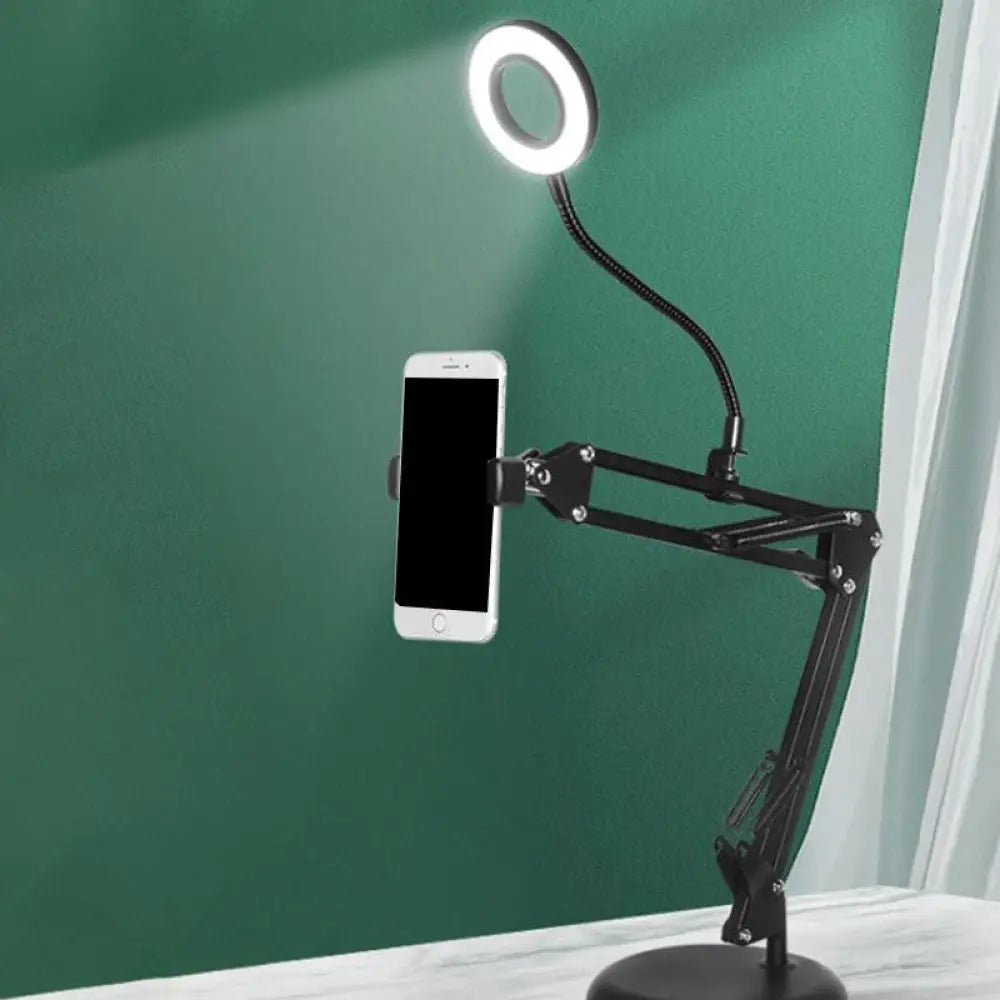 DecorBites™ Contemporary LED Black Fill Flush Lamp with Adjustable Arm - Metal Ring Vanity Lighting