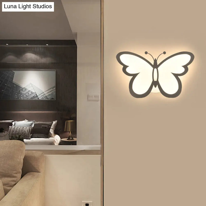 DecorBites™ Contemporary LED Butterfly Wall Mounted Night Lamp - Modern 1/3 Lights Sconce, White Acrylic, White/Natural Light