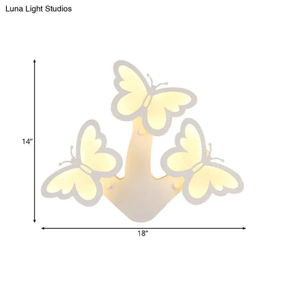 DecorBites™ Contemporary LED Butterfly Wall Mounted Night Lamp - Modern 1/3 Lights Sconce, White Acrylic, White/Natural Light
