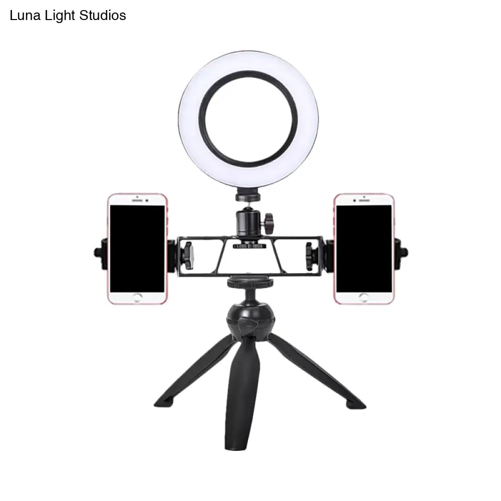 DecorBites™ Contemporary LED Circular Vanity Light - Black Iron Tripod Design