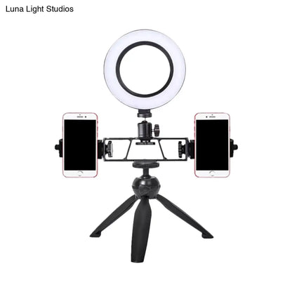 DecorBites™ Contemporary LED Circular Vanity Light - Black Iron Tripod Design