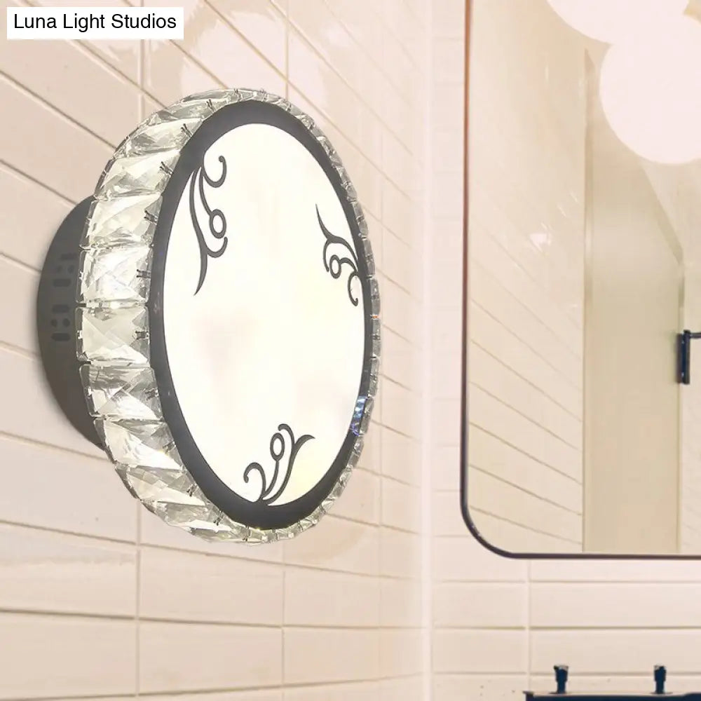 DecorBites™ Contemporary LED Circular Wall Light - Clear Crystal Design - Warm or White Light Option - Wall Mounted Lighting