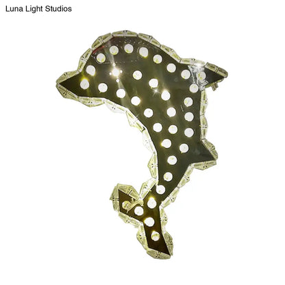 DecorBites™ Contemporary LED Crystal Prism Dolphin Wall Light in Warm/White - Nickle Wall Mount Fixture