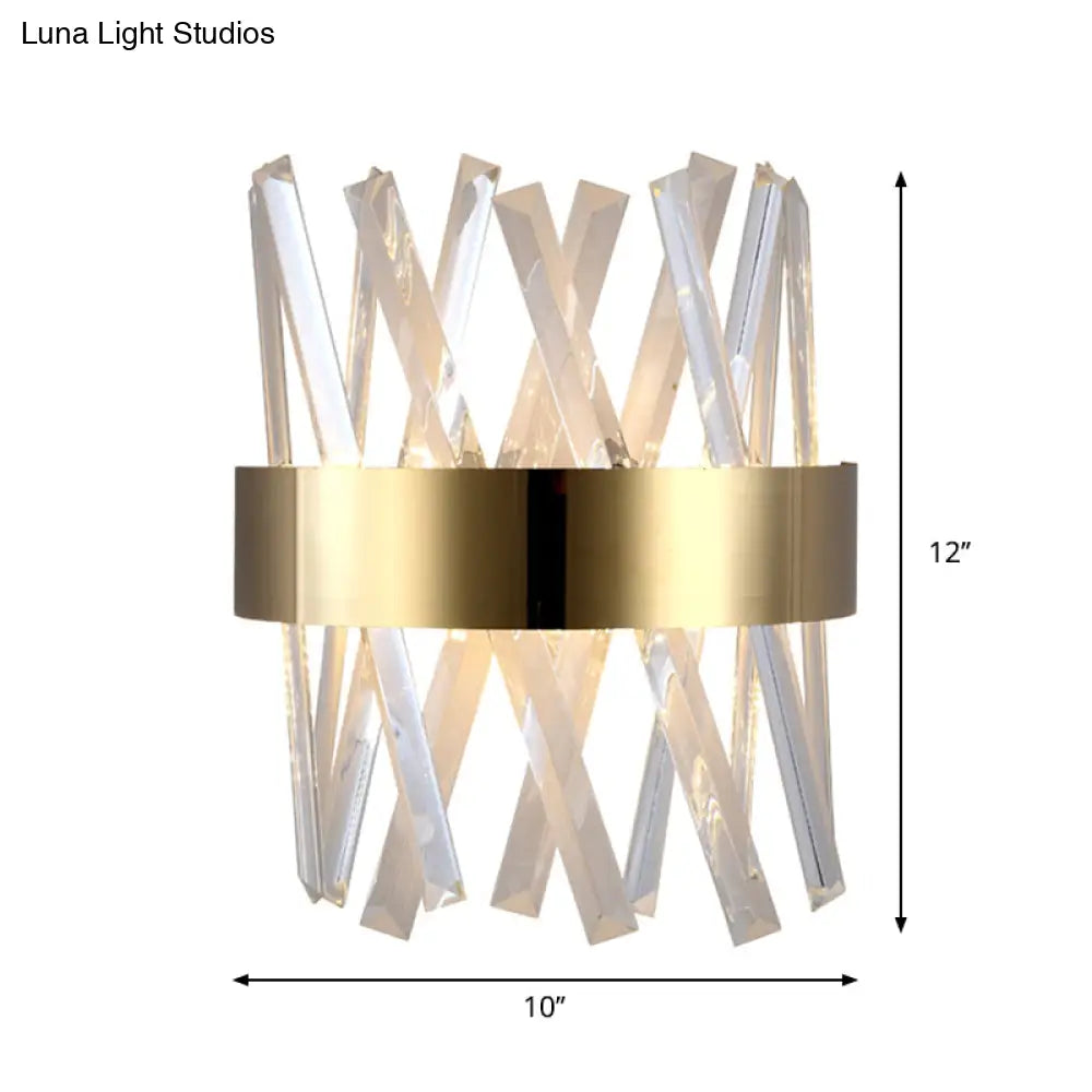 DecorBites™ Contemporary LED Gold Sconce Light with Clear Crystal Prism for Bedroom