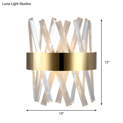 DecorBites™ Contemporary LED Gold Sconce Light with Clear Crystal Prism for Bedroom