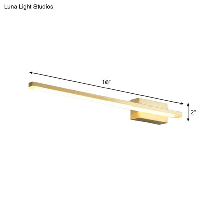 DecorBites™ Contemporary LED Gold Wall Light Fixture - Wall Mounted, Elongated Design, Metal Vanity Lighting