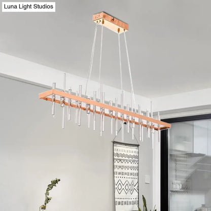 DecorBites™ Contemporary LED Island Light with Crystal Rod - Rose Gold Finish