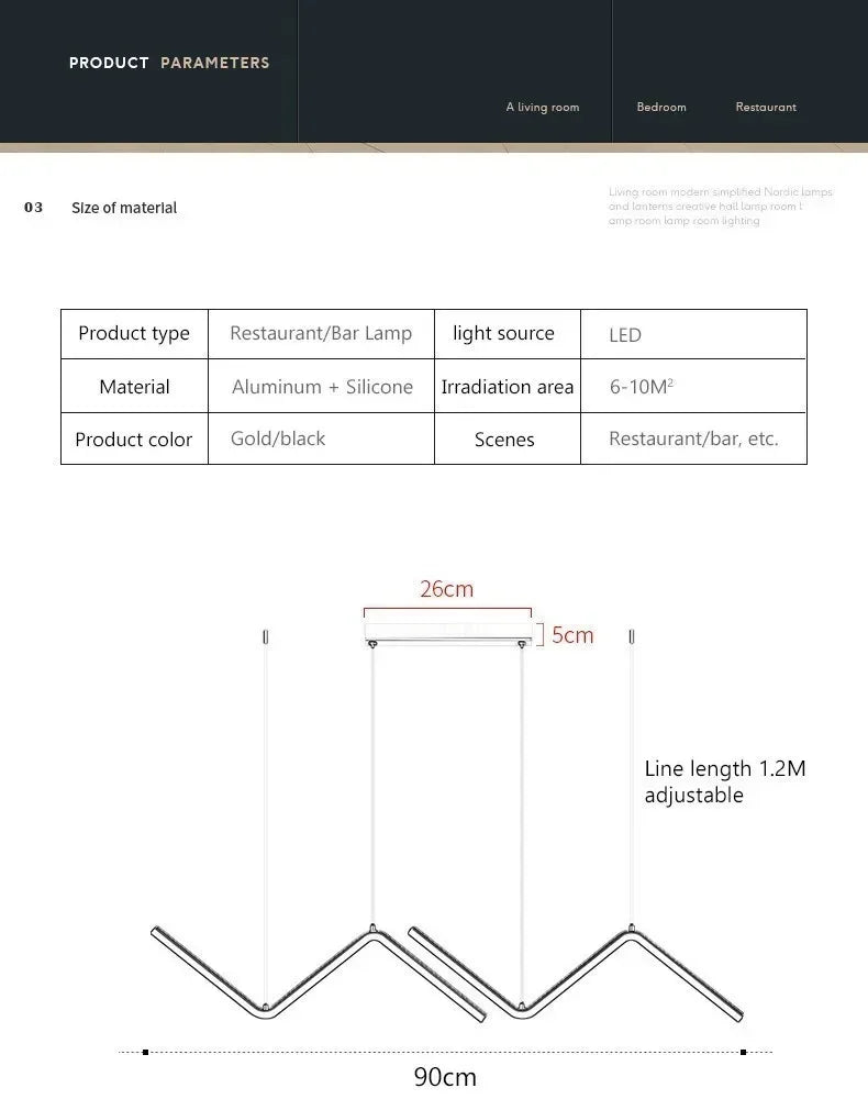 DecorBites™ Contemporary LED Pendant Lights 2-Head 90cm