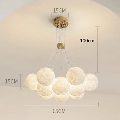 Contemporary led pendant lights gold moon chandelier dining room