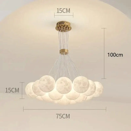 Contemporary led pendant lights gold moon chandelier dining room