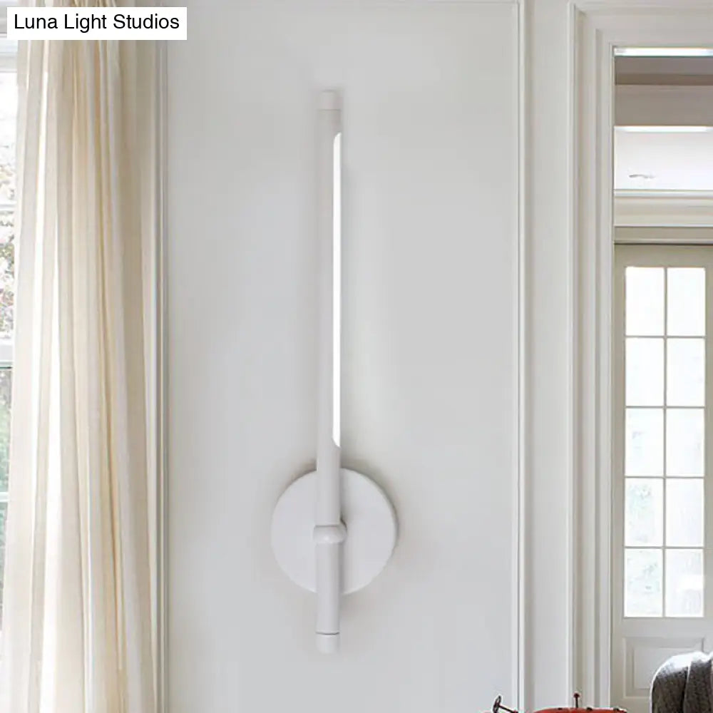 DecorBites™ Contemporary LED Sconce Light - Metal and Acrylic Shade - Black/White Tubular Wall Mount - Warm/White Light