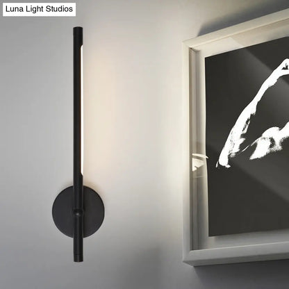 DecorBites™ Contemporary LED Sconce Light - Metal and Acrylic Shade - Black/White Tubular Wall Mount - Warm/White Light