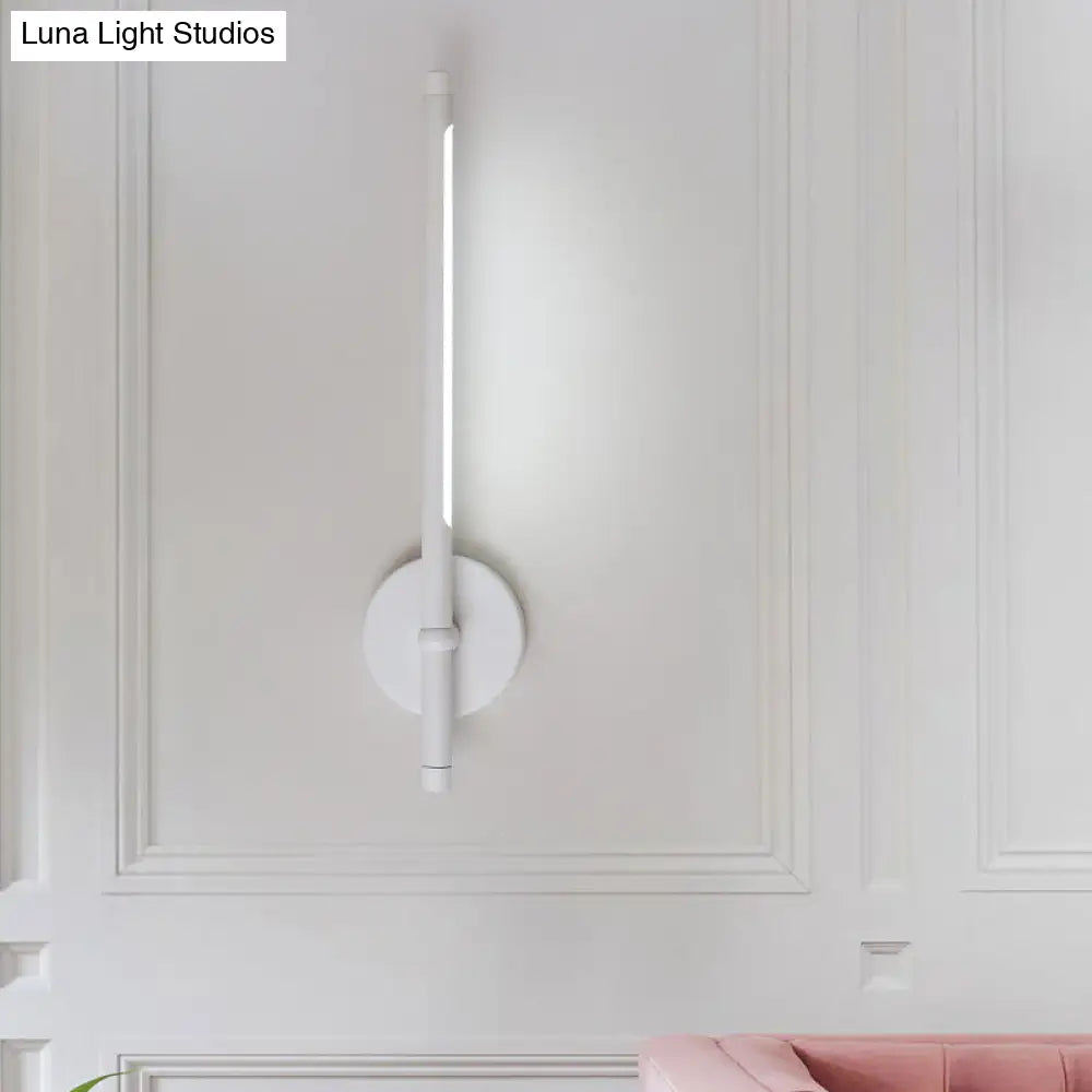 DecorBites™ Contemporary LED Sconce Light - Metal and Acrylic Shade - Black/White Tubular Wall Mount - Warm/White Light