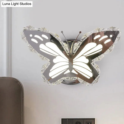 DecorBites™ Contemporary LED Stainless-Steel Wall Sconce with Crystal Shade in Warm/White Light for Corridors