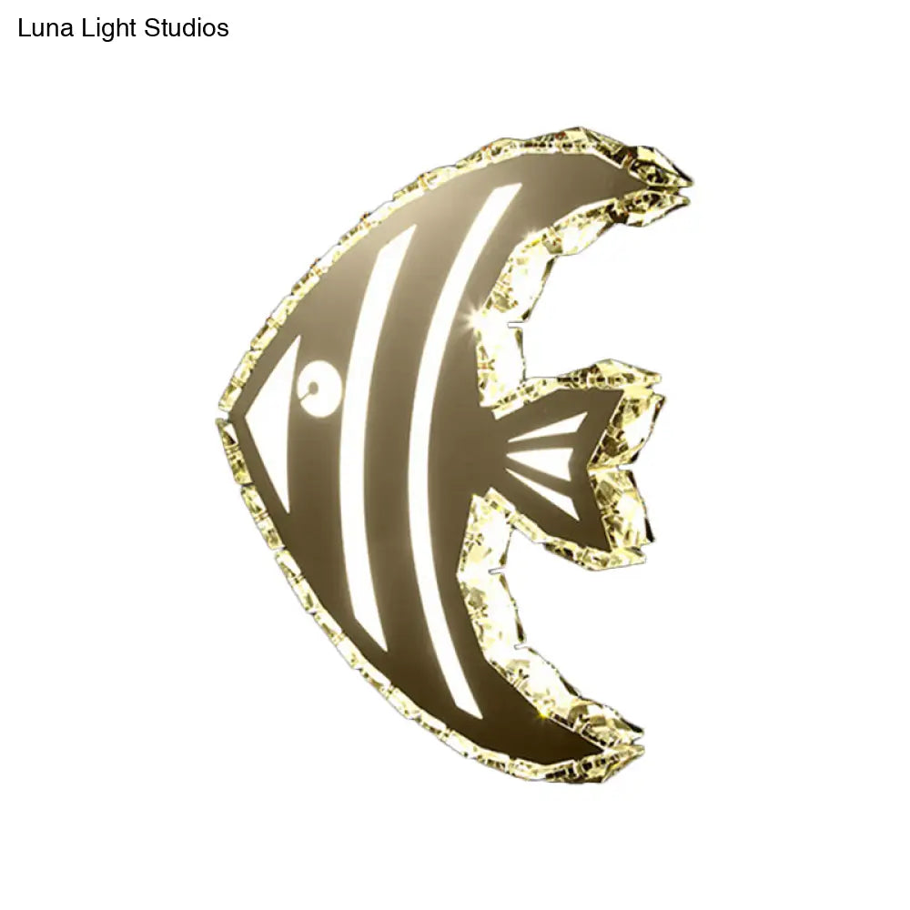 DecorBites™ Contemporary LED Stainless-Steel Wall Sconce with Crystal Shade in Warm/White Light for Corridors