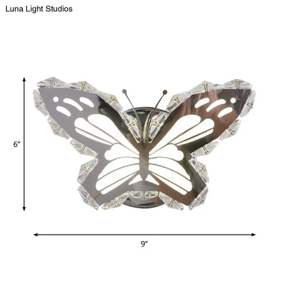 DecorBites™ Contemporary LED Stainless-Steel Wall Sconce with Crystal Shade in Warm/White Light for Corridors