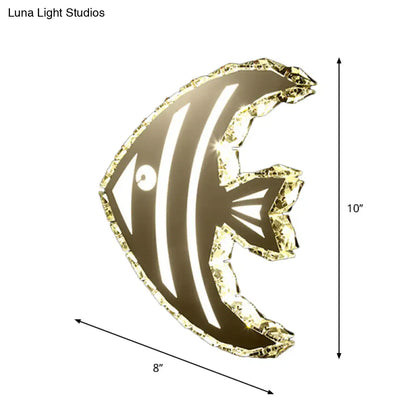 DecorBites™ Contemporary LED Stainless-Steel Wall Sconce with Crystal Shade in Warm/White Light for Corridors