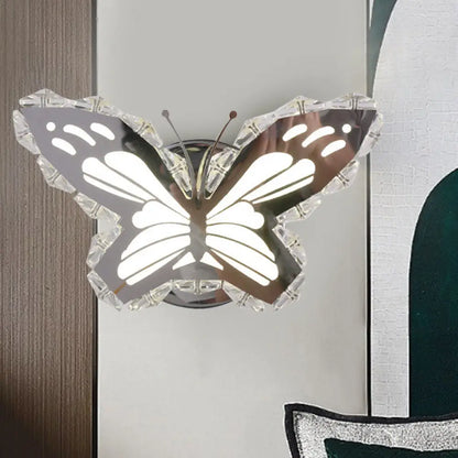 DecorBites™ Contemporary LED Stainless-Steel Wall Sconce with Crystal Shade in Warm/White Light for Corridors