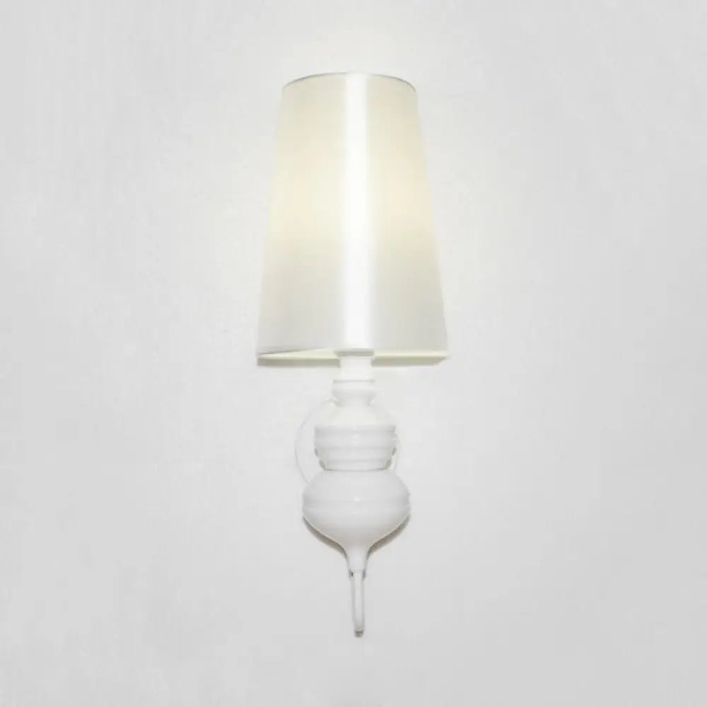DecorBites™ Contemporary LED Tapered Wall Sconce Light, 6"/8"/10" Dia, Fabric White/Black/Silver