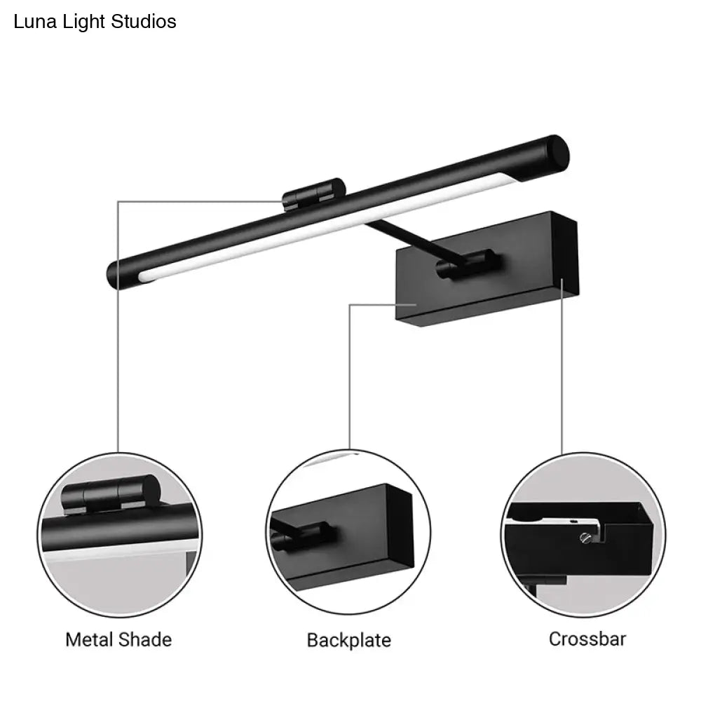 DecorBites™ Contemporary LED Tubed Vanity Wall Sconce - Black/White Acrylic Wall Lamp for Bathrooms - 16.5"/18" Wide